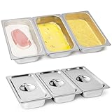 Cokaca Panierschalen Set 3-teilig mit Deckel aus Edelstahl GN 1/3 Behälter 32,5 x 17,5 x 6,5 cm - Rechteckige Metall Gastro Behälter - ideal für Schnitzel, Fleisch, Fisch