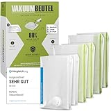NORDIC® Vakuumbeutel 6 Stück (2M + 2L + 2XL) – BPA Frei INKL. ETIKETTEN - Vakuumbeutel für Kleidung, Bettdecken und vieles mehr - Vacuum Storage Bags – Vakuumierbeutel Bettdecken – Vakuum Aufbewahrung
