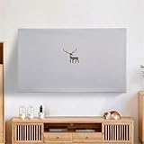 SQOYEI Hülle Bezug für Fernsehen Staubdicht Tv Abdeckung Verstärkt Stretchstoff Halbverpackung, Displayschutz für Fernseher Verstellbar Wohnzimmer, Schlafzimmer(65in,Gray)
