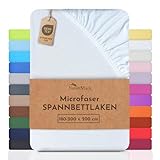 NatureMark - Mikrofaser SPANNBETTLAKEN zum Sparpreis! viele Größen und Farben Markenware (180x200-200x200 cm, weiß)