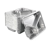 Enpack 960ml Aluschalen Grill dreigeteilt - 100 Stück Wärmebehälter für Speisen - Fettauffangschale als Grill Zubehör, Food Container, kleine Auflaufform etc. - feuerfeste Alu Grillschale