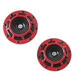 Auto Innenbereich 2 Teile/satz Rot Hella Super Laut Kompakte Elektrische Explosion Ton Air Horn Kit 12V 115DB Auto Disc Horn Für Motorrad Auto Innenzubehör(Farbe:Red)