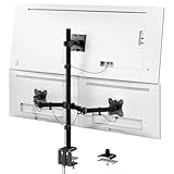 Monitor Halterung 3-Monitore für Max up to 1x49'' und 2x32'' Bildschirm, 80cm Stange Monitor Tischhalterung, Schwenkbar Neigbar Höhenverstellbar, VESA 75x75/100x100, Schwarz