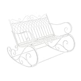[en.casa] Schaukelbank Greenough 85x113x95cm Gartenschaukel für 2 Personen im Landhausstil Metall Weiß