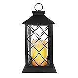 Eaxus® Laterne mit warmweißer LED Kerze. Garten & Wohnzimmer Deko Lampe mit Flammeneffekt
