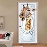 3D-Tür Wandaufkleber Selbstklebend Tür Aufkleber Tür Poster Tür Tapete Tür Wandbild Tür Kunst Tür Foto Tiergiraffe 95 X 210 Cm Für Wohnzimmer Schlafzimmer Badezimmer Küchentüren -1R6K3B4M0X6E1L9F2Z6