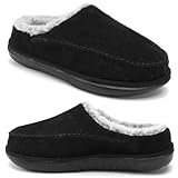 KuaiLu Hausschuhe Damen Filz Memory-Schaum Clog Flauschige Plüsch Warme gefütterte mit Arch Support Slip-On Pantoffeln Frauen mit Fußgewölbestütze Gummisohle Indoor Outdoor Schwarzes Format 42