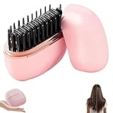 Growalleter Mini-Haarglätterbürste, 2-in-1 kabellos & tragbarer Haarglätter und Volumen-Heiκκamm, 30s Schnellaufheizung, Anti-Brand, Pflanzenprotein-Beschichtung, für Reisen tägliche Nutzung (PK)