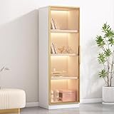 Hohe Curio Vitrine mit Glastüren, Akzent-Aufbewahrungsregalen, große Kapazität, Spielzeug und Sammlerstücke, Eckvitrine für Wohnzimmer-Dekor