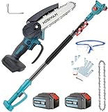 6 Zoll Hochentaster Akku,für Makita 18V mit 2 x 5.5Ah Akku, New Upgrades Bürstenlose Teleskop Astsäge, 180° Schwenkbarem Motorkopf Hochentaster elektrisch, Verstellbare Stange bis 1.5M ﻿