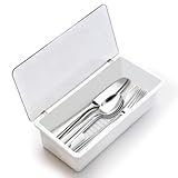 PAVSTINE Besteckkasten mit Deckel Kategorisierung, Abtropfboden mit Trennwänden Besteckbox, PP Material Küchenutensilien, Auch Für Picknicks im Freien Geeignet Kitchen Essentials Feldbesteck