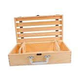 TOYANDONA Rustikaler Holz Wein Geschenkbox für Flaschen Stabiler Natürlicher Weinhalter mit Tragegriff Weinkarton Verpackung für Geburtstage Hochzeiten Weihnachten Edler Flaschen Organizer