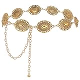WHIPPY Damen Concho Kettengürtel taillenkette Türkis Taille Gürtel verstellbarer Metall Western Cowgirl Gürtel für Kleid,110cm Gold