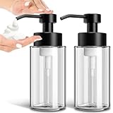 GMISUN Seifenspender Schaum, Seifenspender Glas mit Schaum Pumpenkopf, Transparent Spülmittelspender für Küche, Handseifenspender Bad mit Etikett 350ml