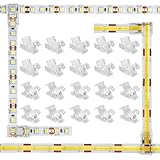 Aroidful 20 Stück LED-Steckverbinder-Set, 2 Pin 8mm T/L Type LED Stecker COB/SMD Transparenter Verbinder, Anschluss Leuchtstreifen und Verlängerungskabel Ohne Dunkle Stellen für 2835 LED-Streifen
