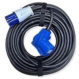 IntuiFlex CEE Camping Stromkabel 25m Set 3x2,5mm - CEE Winkelkupplung auf CEE Stecker + 2 Klettbänder - IP44 230V / 16A H07RN-F 3G 2,5 mm² für Camping, Boot, Camper, Wohnwagen, Wohnmobil Kabel