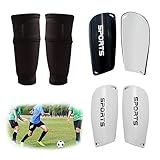 FIBOGOUP 2 Paar Schienbeinschoner Fussball Kinder und Herren - Mit Optimierter Einstecktasche - Anti-Rutsch Stutzen - (M schwarz+weiß) - Schienbeinschoner Kinder Fussball