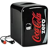 Coca-Cola Coke Zero Mini-Kühlschrank für Schlafzimmer, 4 l, klein, für 6 Dosen, tragbar, Kühl- und Wärmekühlschrank, 12 V, Tischgerät, leise, Mini-Kühlschränke für Hautpflege, Büro, Lebensmittel, Getr