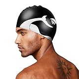 ITODA Schwimmkappe Wasserdicht Badekappe Extra Groß Schwimmhaube Silikon Bademütze Gehörschutz Schwimmmütze rutschfest Elastisch Bademütze Fischschwanz Badehaube für Langes/Kurzes Haar Damen Herren