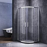 Viertelkreis Duschkabine 90x90 Duschabtrennung mit Rahmen Runddusche Schiebetür Dusche Duschwand, NANO Glas, Höhe 195cm