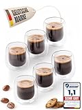 LAPRESO® Espressotassen doppelwandig 6er Set 80ml - Doppelwandige Kaffeegläser Espressogläser modernes Design Kaffeetassen aus Borosilikatglas