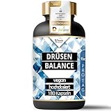 VitaminHouse DRÜSEN BALANCE - 180 Kapseln (180 Tage), Vegan - Jod Selen Schilddrüse Komplex mit Thymian Extrakt, L-Tyrosin plus 8 B-Vitamine - Jod aus Braunalgen (Kelp) - Hochdosiert, Laborgeprüft