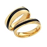 Paar Eheringe Partnerringe Verlobungsringe Edelstahl mit Zirkonia + Gravur Antragsringe für Sie und Ihn Trauringe Freundschaftsringe Hochzeitsring | 8016