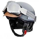 Halbschalenhelm Im Retro-Stil Im Deutschen Stil Moped- Und Rollerhelm Sturzhelm Leichtes Design Offener Motorradhelm Für Erwachsene Männer Und Frauen B,(58-62CM)