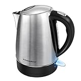 KitchenBoss Wasserkocher 1,7L：Wasserkocher Edelstahl mit Kalkfilter, Sichtbares Fenster und Wasserstandsanzeige, Abschaltautomatik & Trockengehschutz, 2100W