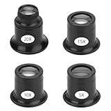 EEEKit Uhrmacherlupe, 4 Stück Augen Lupe Glas Okular, 5x/10x/15x/20x Schmuck Augen Lupe für Juwelier Uhr Hobby Münzen Uhrmacher Elektriker Nähen (Schwarz)