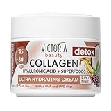 Victoria Beauty Collagen Creme mit Hyaluronsäure, Anti Aging Hyaluron Gesichtscreme mit Kollagen, Superfoods und Niacinamide, Feuchtigkeitscreme gegen Falten, 50ml