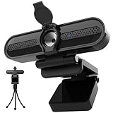 VIZOLINK W4DS Webcam 4K, PC Webcam mit Mikrofon, 78°Sichtfeld, Fester Fokus, Plug&Play, Stativ und Abdeckung, 2K Webcam für Zoom, Skype, Teams, Videoanruf und Konferenz, Mac/ChromeOS/Android