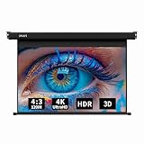 IN&VI ZB ALR Beamer Leinwand Elektrisch Mit Fernbedienung,Leinwand Beamer 4K 3D HD 120 Zoll Format 4:3 Projektionsleinwand,Projektor Leinwand für Heimkino und Präsentation,Zur Decken-/ Wand-Montage