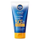 NIVEA Sun Invisible Finish Protect & Hydrate Sonnenmilch, LSF 50+, 150 ml, wasserfeste Sonnencreme, schützt und spendet Feuchtigkeit, hoher Schutz für Gesicht und Körper