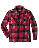 Scheibler Callan Fleecejacke Herren Outdoor mit Kapuze - Winter-Arbeitsjacke Herren weich gefüttert - Übergangsjacke Herren Holzfäller-Style - Thermojacke Herren - rot-schwarz-grau-kariert