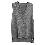 Dawwoti Frauen V Neck Pullover Weste Ärmellose Jumper Sweatshirt Layered Stricken Gilets Weste Top