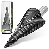 Pinava® Stufenbohrer HSS Cobalt Pro TiAIN [Extra Langlebig & Hitzebeständig] - Profi Kegelbohrer für Edelstahl, Metall, Holz, Kunststoff - Blech-Schälbohrer Extrem Scharf Ø4-32mm Edelstahlbohrer