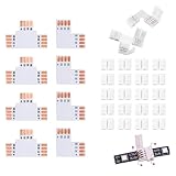 LANZLC LED Strip Verbinder, 4 Polig 8mm Led Eckverbinder 20 Stück, 4 x L-T-Form Eckverbinder, LED Streifen Verbindung, Connector LED Schnellverbinder Verbindungsstück für 8mm Weite 3535 RGB LED Strips