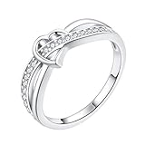 Starchenie Herzring 925 Sterling Silber Zirkonia Verlobungsring für Damen(Größe56)