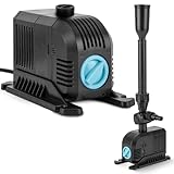Teicher Teichpumpe FP-900 [20 W, 900l/h] Springbrunnen für Außen, Springbrunnenpumpe inkl. Aufsätze & Filter Schwamm | Teich, Miniteich, Wasserspiel, Fontänen, Bachlauf, Wasserfall Pumpe aussen klein