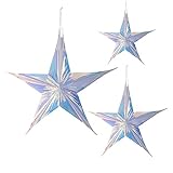 Ciieeo 3Stücke Teiliges Hängende Sterne aus Holografischem Material für Weihnachten und Partys Dekoration für Wände und Decken