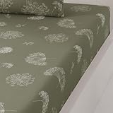 Sensei Maison Spannbettlaken, Baumwoll-Perkal, Spannhöhe 30 cm, Mery – 160 x 200 cm – Salbei