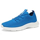 VAMJAM Herren-Laufschuhe, modische Sneaker, leicht, atmungsaktiv, fliegend, gestrickt, Netzstoff, Wanderschuhe, Workout, Freizeit, Sportschuhe, Blau 022, 12 US