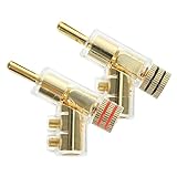 SHINEOFI 2Stücke Bananenstecker für Lautsprecherkabel Vergoldete Lötfreie Abgewinkelte für Sichere Audioverbindungen Heimkinos Hifi Anlagen