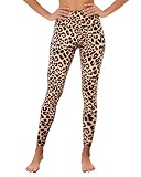 FlexVie Leggings Damen Schwarz Blickdicht - High Waist Leggins Damen für Sport Yoga Alltag, Weiche Damen Leggings Weiß & Bunt, Shape Leggings Damen Leopardenmuster S M