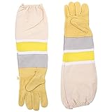 1 Paar Imkerhandschuhe Rindsleder Robuste und Atmungsaktive Arbeitshandschuhe für Gartenarbeit Stichfest mit Schützenden Ärmeln Praktisch und Langlebig für Outdoor Aktivitäten