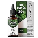 Bio CBD Öl 25% Vollspektrum - Bio Hanf CBD Tropfen mit 2.500 mg Cannabidiol - Hemp-Complete Cannabisöl - 10 ml