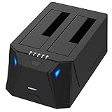SABRENT 2 Bay USB A Festplatten Dockingstation - 2,5 3,5 Zoll SATA SSD HDD Docking Station 5Gbps - Dock mit Offline Festplatte Klonen [10 TB Support] (EC-HD2B)