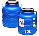 Garronda Set 2x 30 Liter Weithalsfass BPA-frei Futtertonne Fass Universalfass Lebensmittel Fass Regenfass für Garten Regentonne mit Deckel Regenwassertonne für Garten Wassertonne GD-0121, Blau
