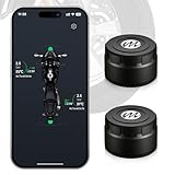 ​​Moman Motorrad TPMS 2 Sensoren Reifendruck-Kontrollsystem mit App, Reifendruck & Temperatur Monitor mit Alarmfunktion, Nur iOS Kompatibel​​